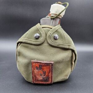 US LSI 84 Military Green Extreme Cold Weather Canteen Aluminum Metal Cup Canvas